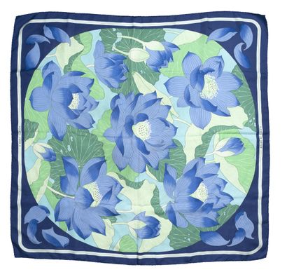 HERMES Paris
Printed silk twill square, Lotus...
