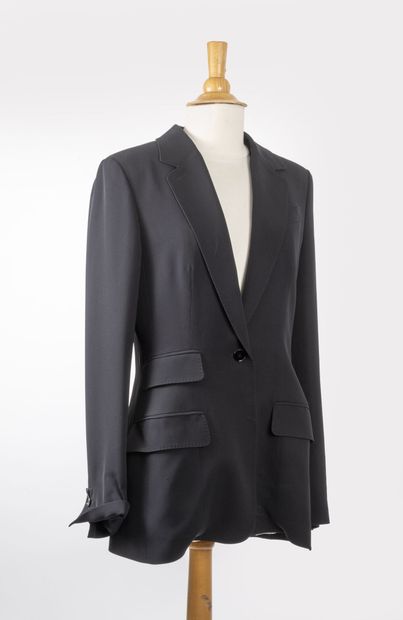 HERMES Paris
Black silk suit jacket. 

Size...