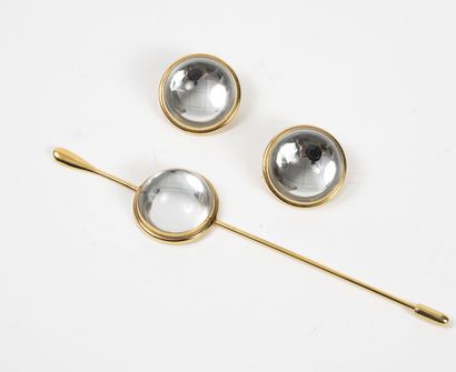 LALIQUE
Pair of gold-plated metal ear clips...