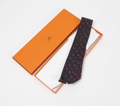 HERMES Paris
Tie in silk twill printed with...