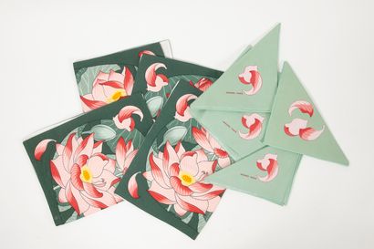 HERMES Paris
- Set of four printed cotton...