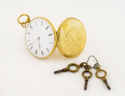 Montre de gousset en or jaune (750).

Couvercle...
