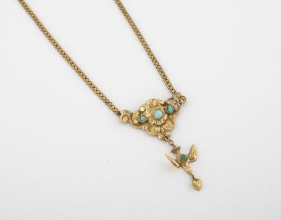 Collier en or jaune (750) à maille chevronnée...