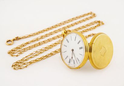 Montre de gousset en or jaune (750). 

Couvercle...