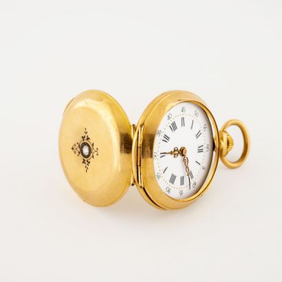 Montre de col en or jaune (750).

Couvercle...