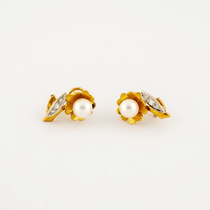 Pair of yellow gold (750) and platinum (850)...
