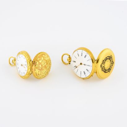 Lot en or jaune (750) comprenant :
- Montre...