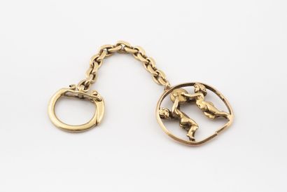 Yellow gold (750) key ring with openwork...