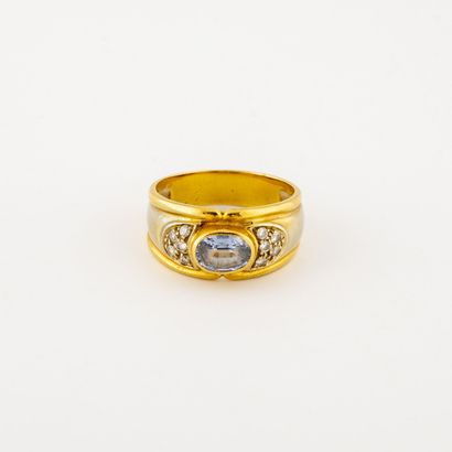 Bague bandeau en ors jaune et gris (750)...