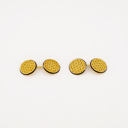 Paire de boutons de manchette en or jaune...