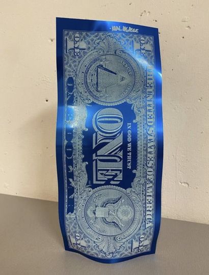 Sculpture Karl Lagasse one dollar blue aluminium...