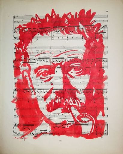Portrait de Gerges Brassens à l'encre sur...