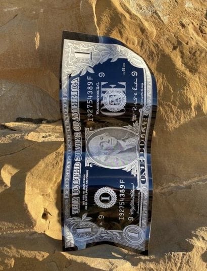 Sculpture Karl Lagasse one dollar black aluminium...
