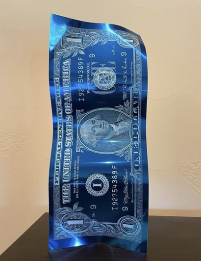 Sculpture Karl Lagasse one dollar blue aluminium...