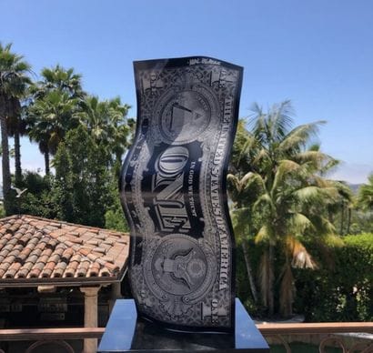 Sculpture Karl Lagasse one dollar black aluminium...