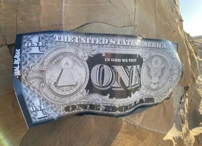 Sculpture Karl Lagasse one dollar black aluminium...