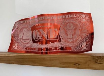 Sculpture Karl Lagasse one dollar Red aluminium...