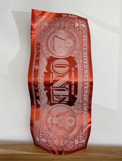Sculpture Karl Lagasse one dollar Red aluminium...