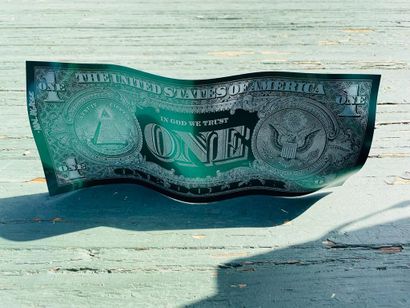 Sculpture Karl Lagasse one dollar green aluminium...