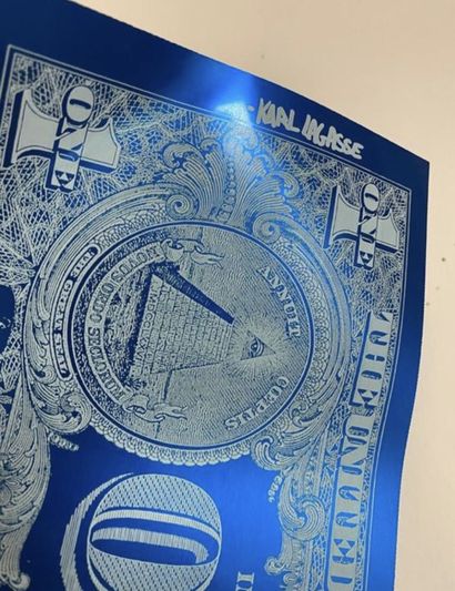 Sculpture Karl Lagasse one dollar blue aluminium...
