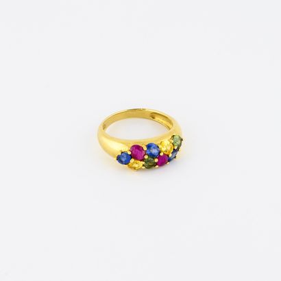 
Bague jonc en or jaune (750) ornée de pierres...