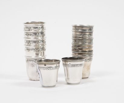 Two series of eleven or five silver (950)...