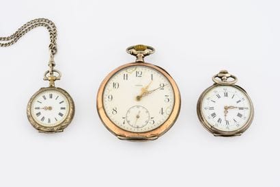 Three silver collar or gusset watches (min....