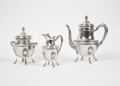 Silver tea service (950) composed of : 

-...
