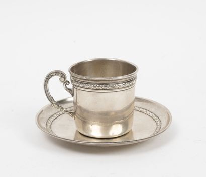 C. BARRIER
Silver cup and saucer (950) decorated...