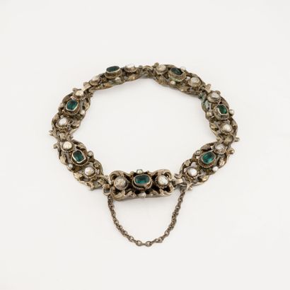 
Silver bracelet (800) with openwork articulated...