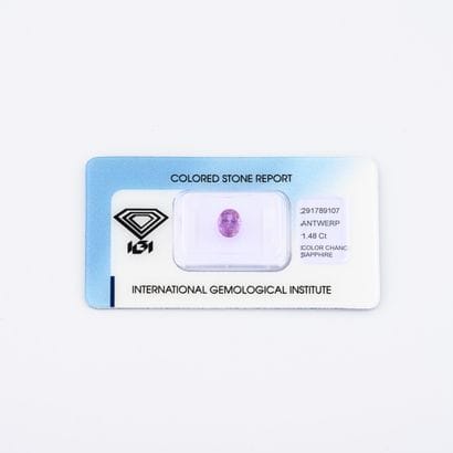 Pink sapphire on paper, oval cut, 1.48 carat....