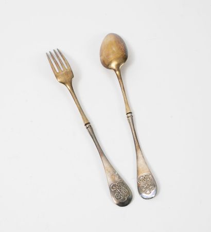 HÉNIN & Cie
Silver salad set (950) white...
