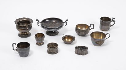 Lot 10 pieces of silver form (950) : 

-...