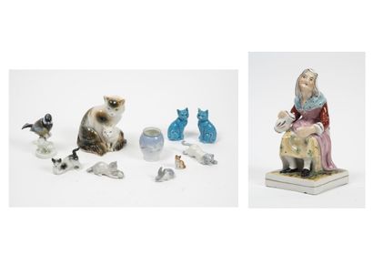 Lot of seven cats in enameled porcelain.

ATTACHED:...