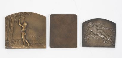 Lot of three medals in bronze with golden...
