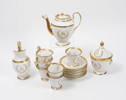 Part of coffee service in white and gilded...