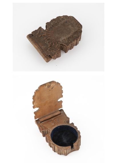 Small carved wood watch case decorated with...