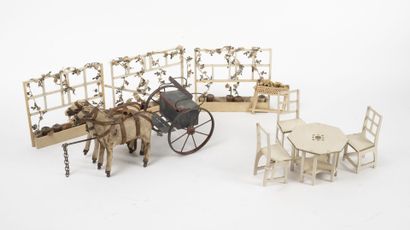 Miniature doll's furniture in cream painted...