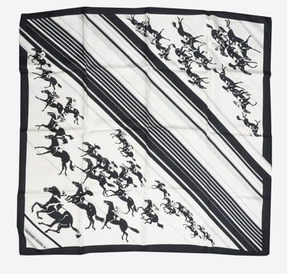 HERMES Paris
Two squares in silk twill with...