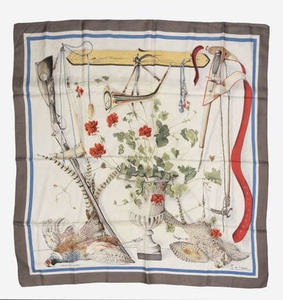 HERMES Paris
Silk twill square with printed...