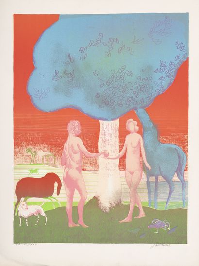 KOJIRO AKAGI (1934)
The newsstand, Paris.

Lithograph...