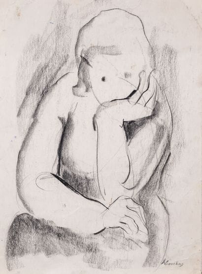 Ecole du XXème siècle
Acoudée woman. 

Drawing...