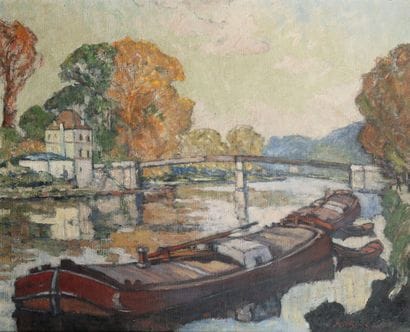André WILDER (1871-1965)
Barge in Bougival.

Oil...