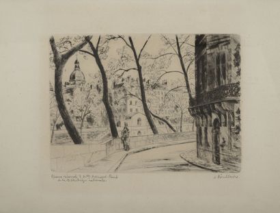 Deux gravures : 
- Jacques BOULLAIRE (1893-1976)

Couple...