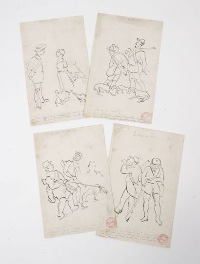 Ecole de la fin du XIXème siècle
Four drawings...