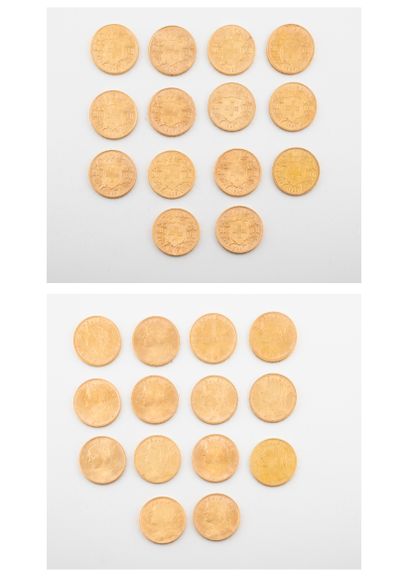 SUISSE

Lot de quatorze pièces de 20 francs...