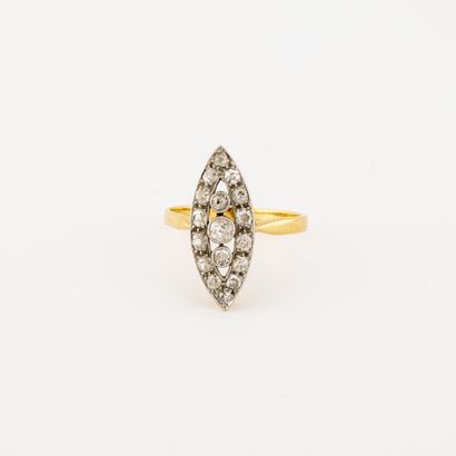 Yellow gold (750) and platinum (850) marquise...