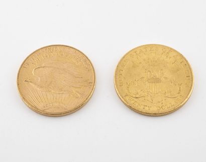 ETATS-UNIS
Lot de deux pièces de 20 dollars...