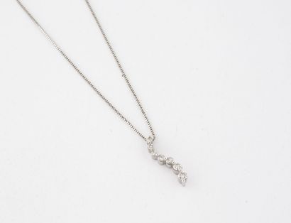 Thin white gold (585) Venetian chain, holding...