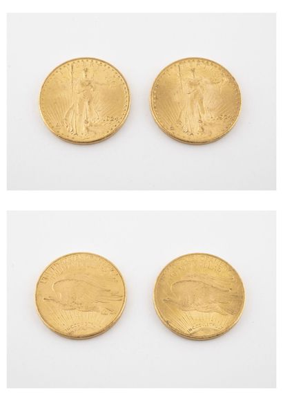 ETATS- UNIS
Lot de deux pièces de 20 dollars...